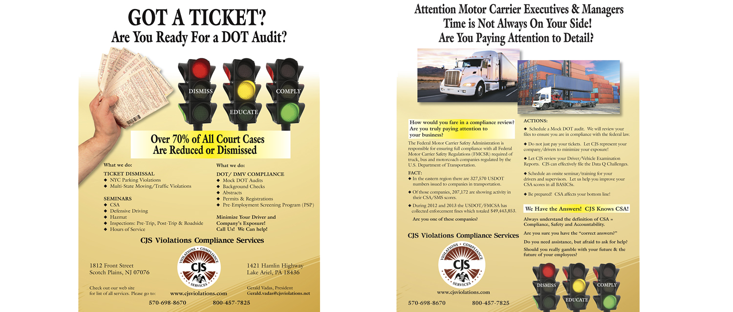 CJS Violations Compliance Services Ad design